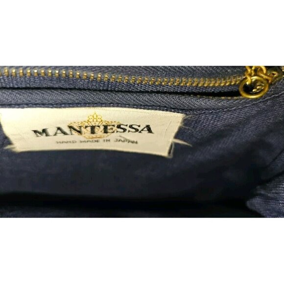 VINTAGE MANTESSA BLUE STRAW HINGED PURSE Hand Mase In JAPAN - Picture 5 of 11